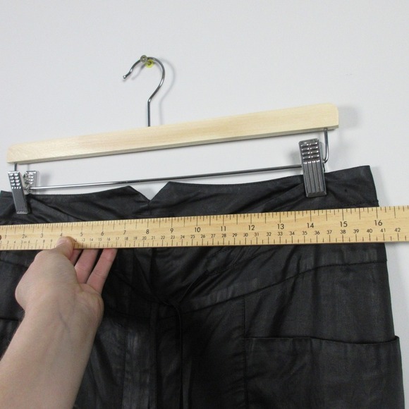 Annette Gortz Waxed Pants Women 36 US 6 Black Drawstring Pocket Zip Designer 314 - Picture 10 of 15